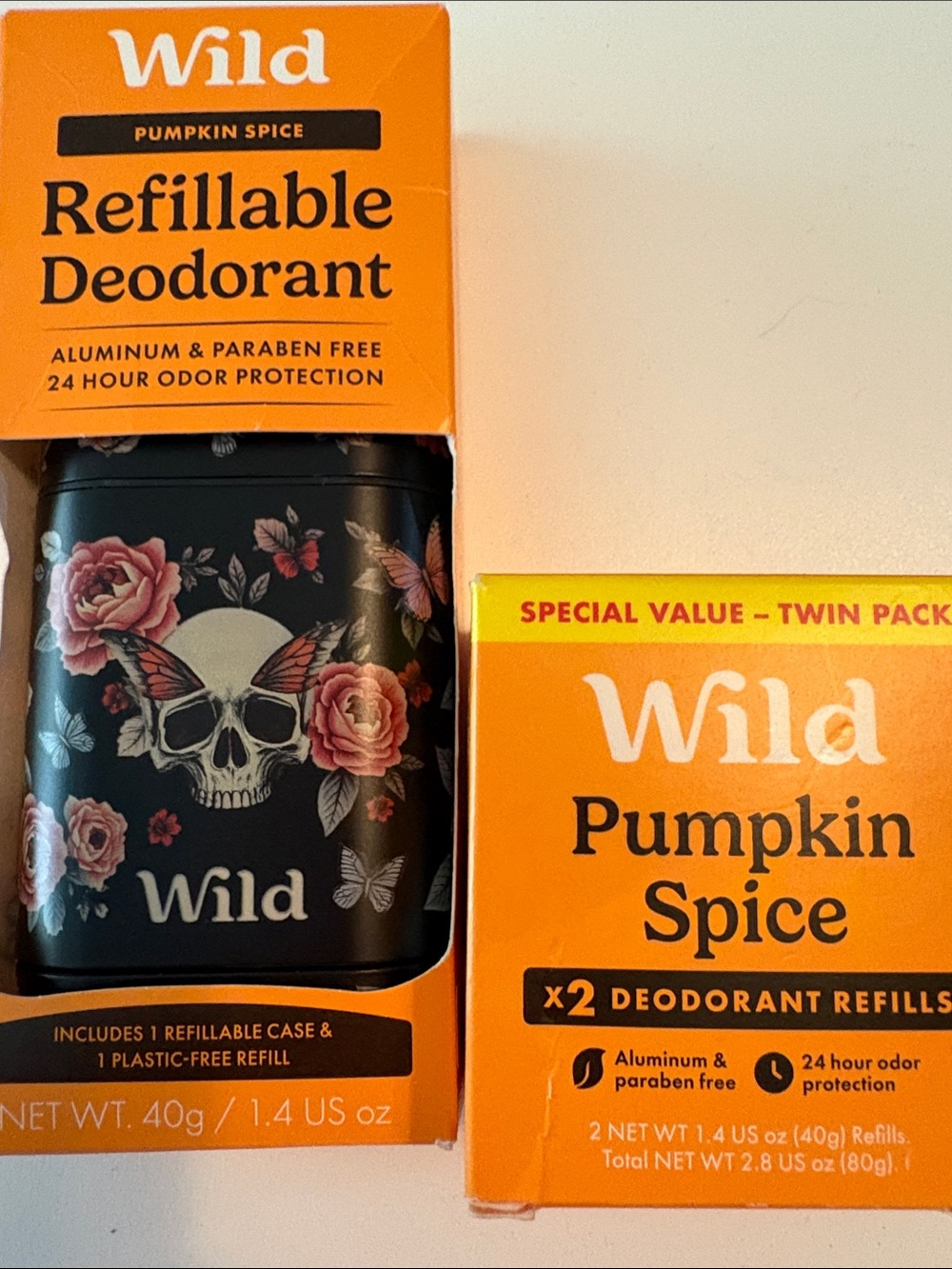 Wild Ghost & Pumpkin Spice Deodorant Duo Pack refillable, twin pack new